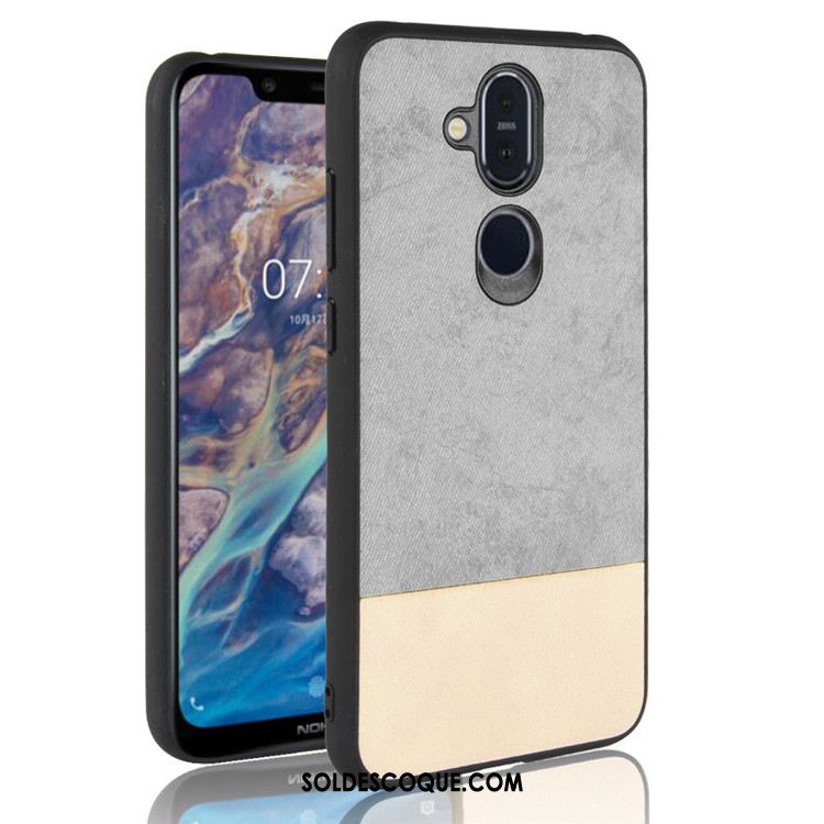 Coque Nokia 8.1 Protection Noir Étui Couture Couleurs Tendance Pas Cher