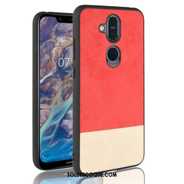 Coque Nokia 8.1 Protection Noir Étui Couture Couleurs Tendance Pas Cher