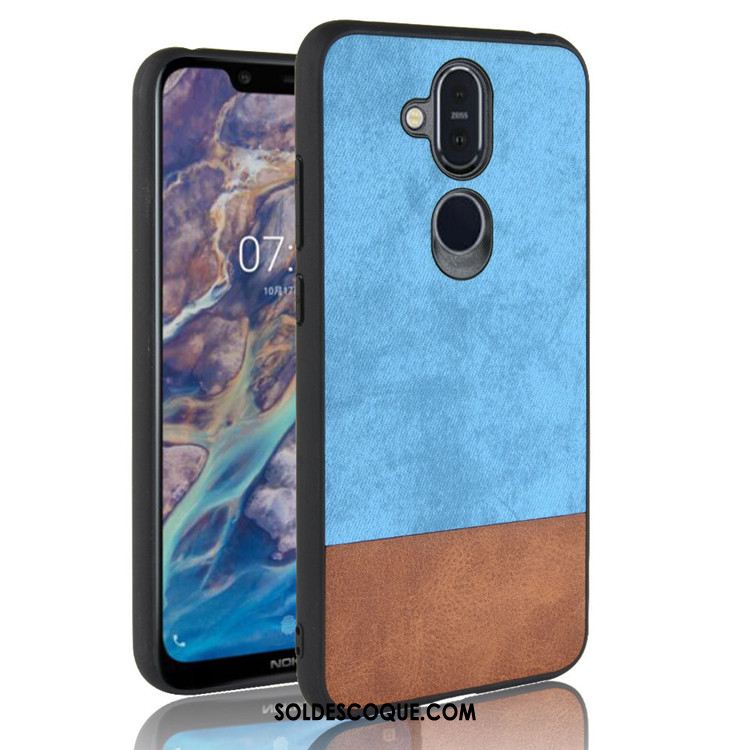 Coque Nokia 8.1 Protection Noir Étui Couture Couleurs Tendance Pas Cher