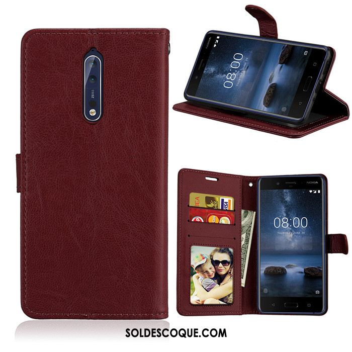 Coque Nokia 8 Incassable Marron Protection Étui En Cuir Silicone En Vente