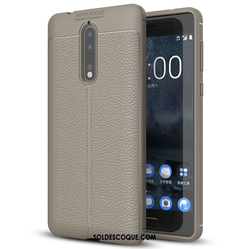 Coque Nokia 8 Simple Litchi Protection Silicone Téléphone Portable En Ligne