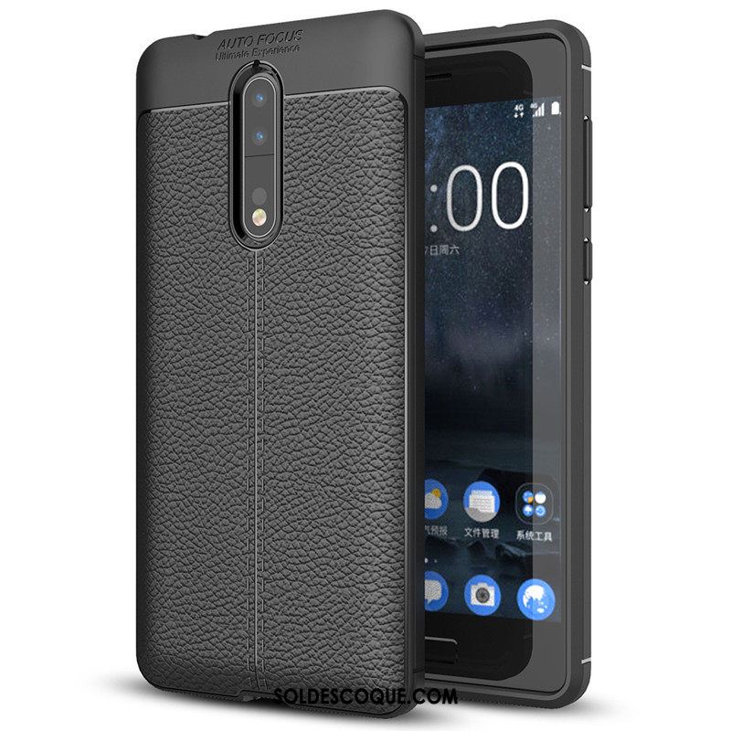 Coque Nokia 8 Simple Litchi Protection Silicone Téléphone Portable En Ligne