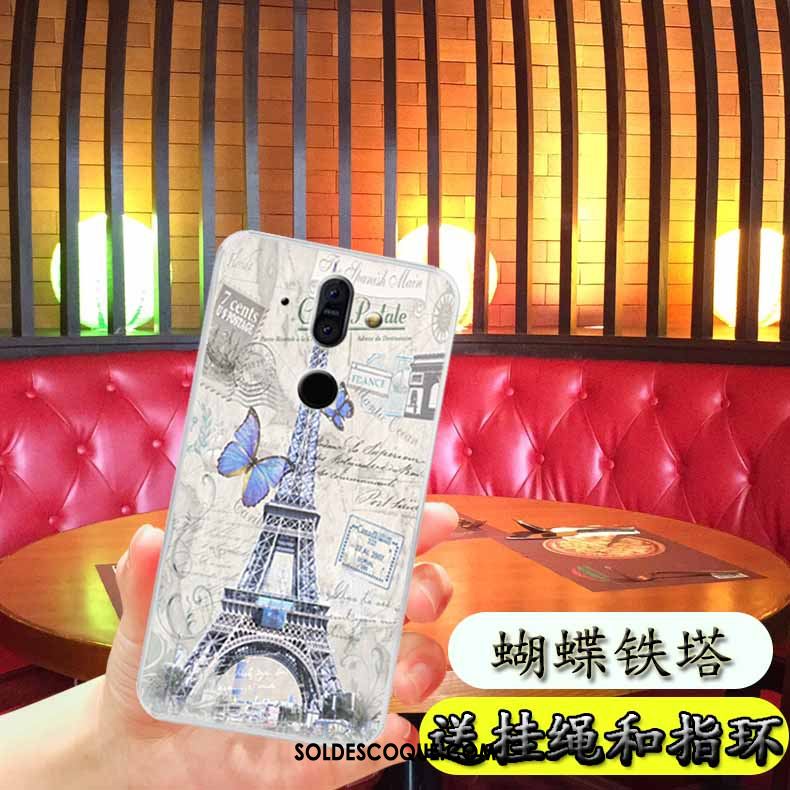 Coque Nokia 8 Sirocco Haute Tout Compris Gris Fluide Doux Peinture Pas Cher