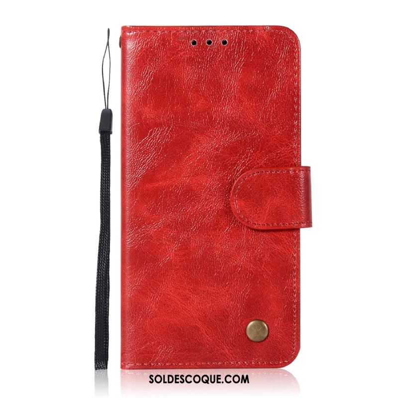 Coque Nokia 8 Support Étui En Cuir Téléphone Portable Couleur Unie Rouge Pas Cher