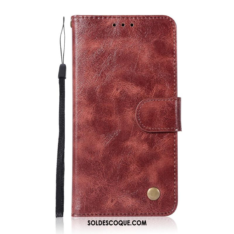 Coque Nokia 8 Support Étui En Cuir Téléphone Portable Couleur Unie Rouge Pas Cher