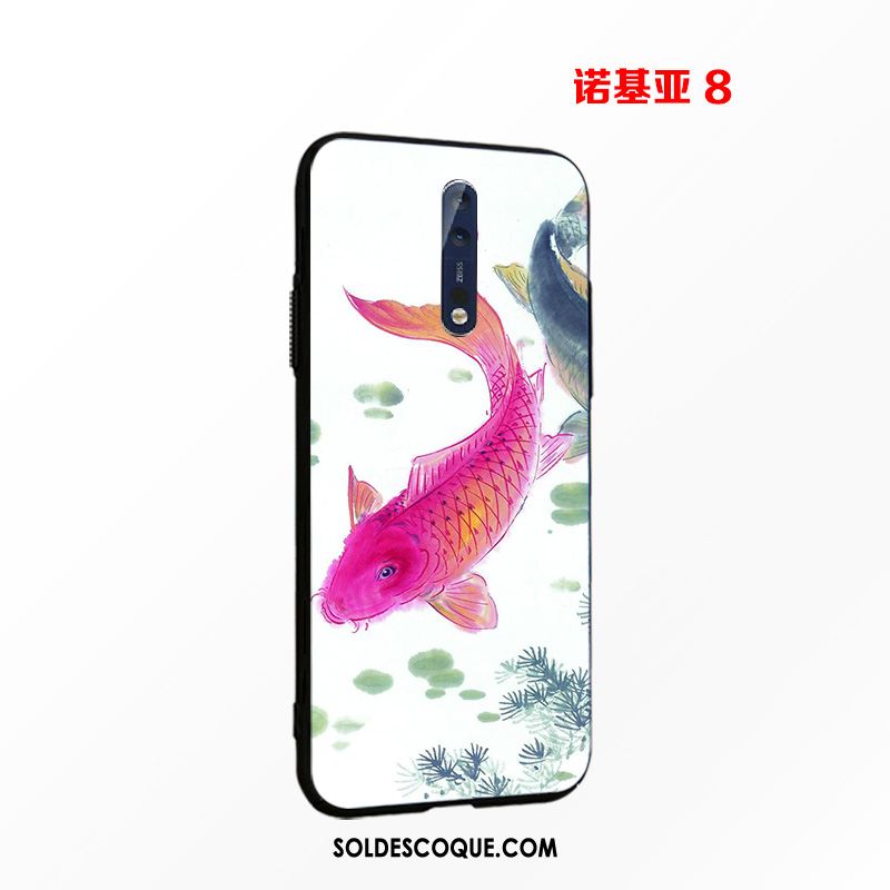 Coque Nokia 8 Très Mince Délavé En Daim Incassable Créatif Rose Pas Cher