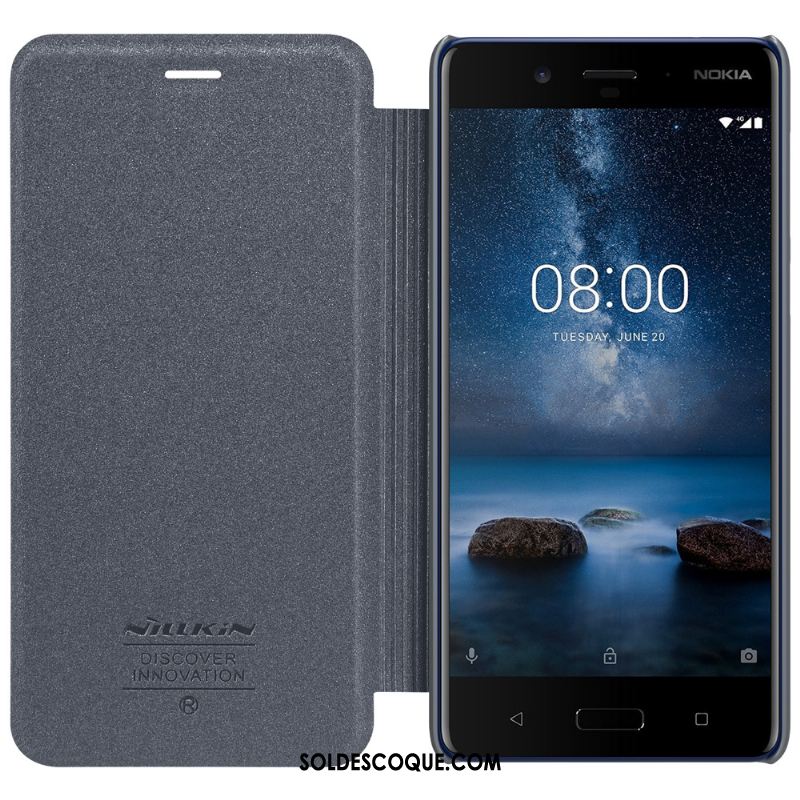 Coque Nokia 8 Étui Noir Protection Étui En Cuir Dormance Pas Cher