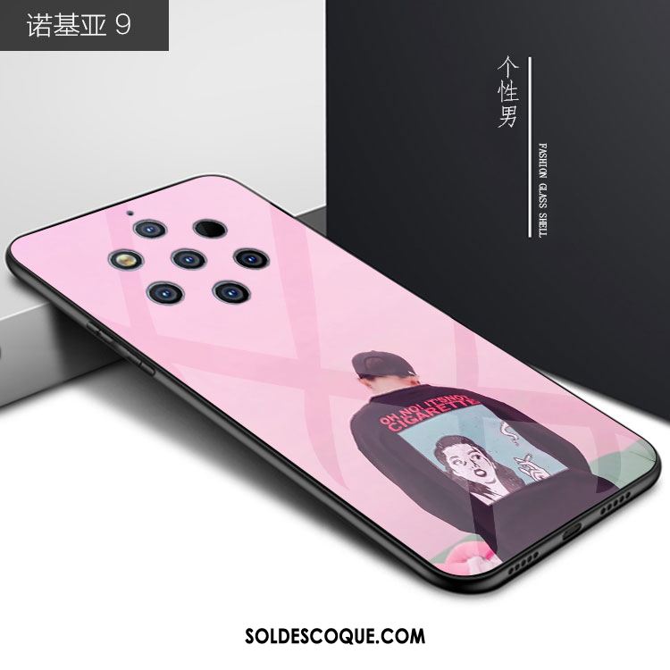 Coque Nokia 9 Pureview Amoureux Tendance Bleu Pu Dessin Animé Pas Cher