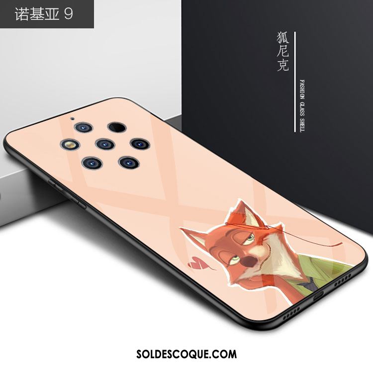 Coque Nokia 9 Pureview Amoureux Tendance Bleu Pu Dessin Animé Pas Cher