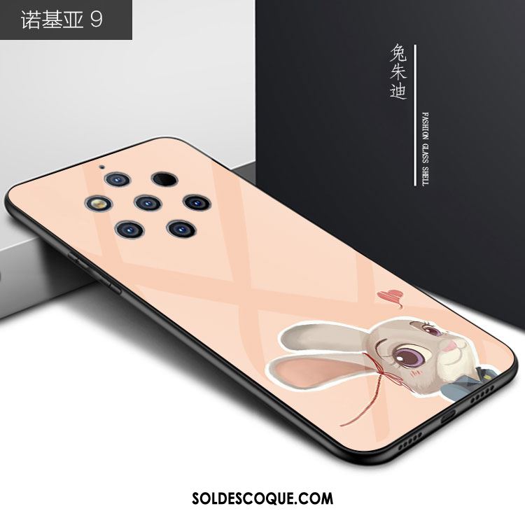 Coque Nokia 9 Pureview Amoureux Tendance Bleu Pu Dessin Animé Pas Cher