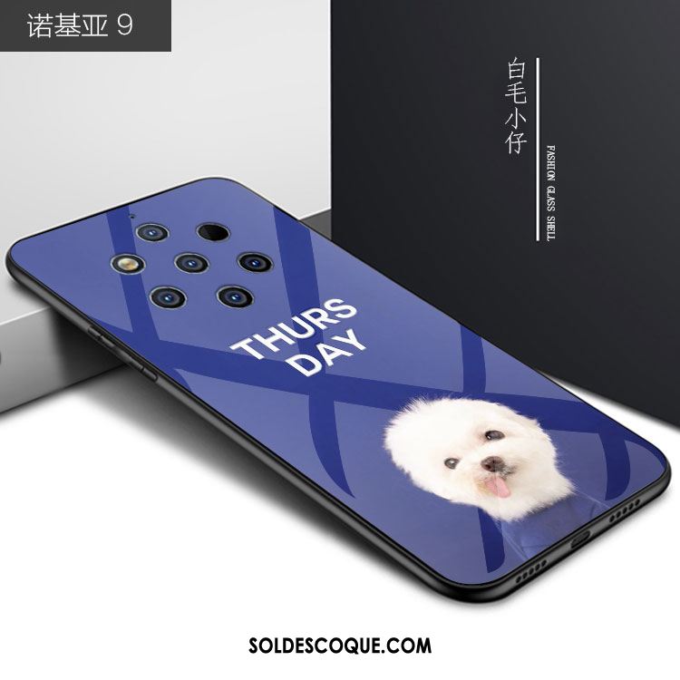 Coque Nokia 9 Pureview Amoureux Tendance Bleu Pu Dessin Animé Pas Cher