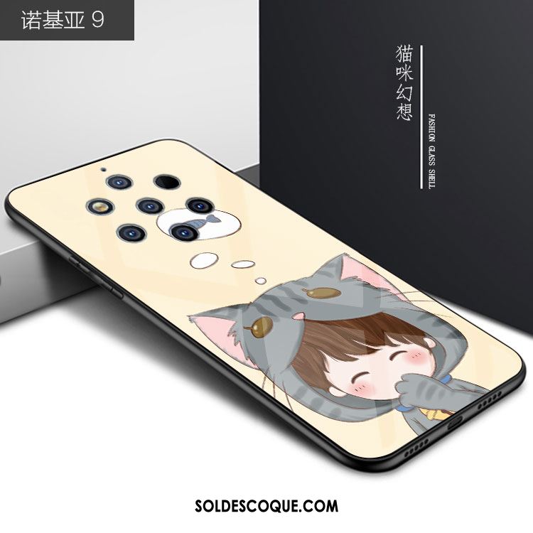 Coque Nokia 9 Pureview Amoureux Tendance Bleu Pu Dessin Animé Pas Cher