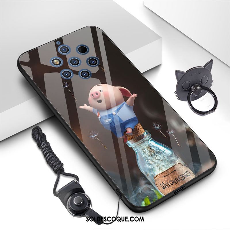 Coque Nokia 9 Pureview Bleu Fluide Doux Dessin Animé Charmant Verre Trempé En Vente