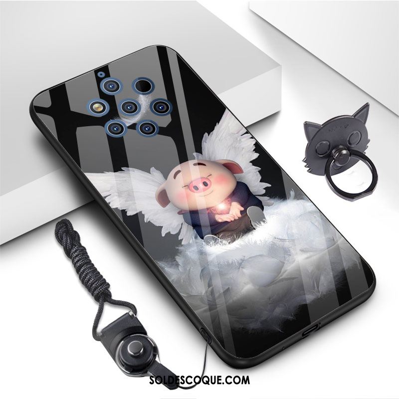 Coque Nokia 9 Pureview Bleu Fluide Doux Dessin Animé Charmant Verre Trempé En Vente