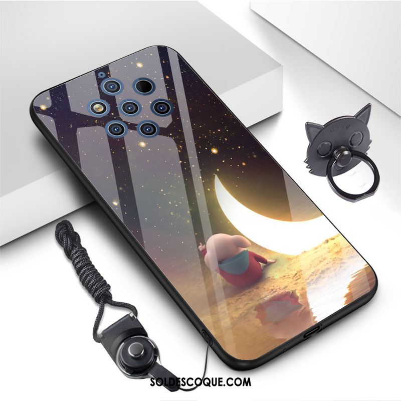 Coque Nokia 9 Pureview Bleu Fluide Doux Dessin Animé Charmant Verre Trempé En Vente