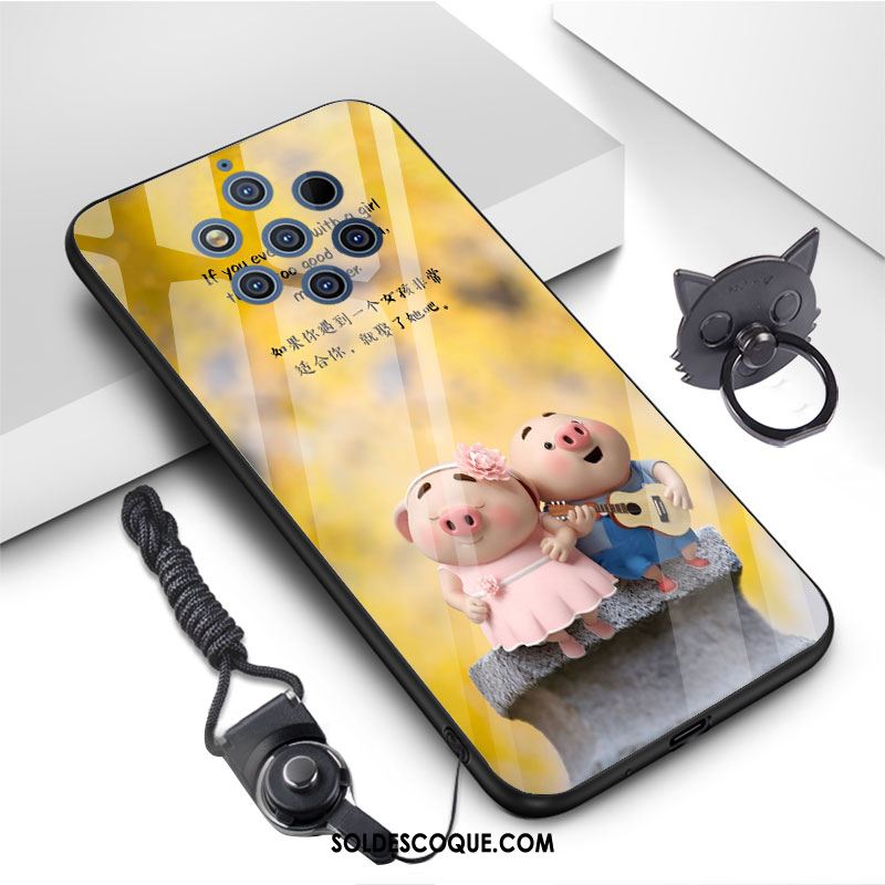 Coque Nokia 9 Pureview Bleu Fluide Doux Dessin Animé Charmant Verre Trempé En Vente