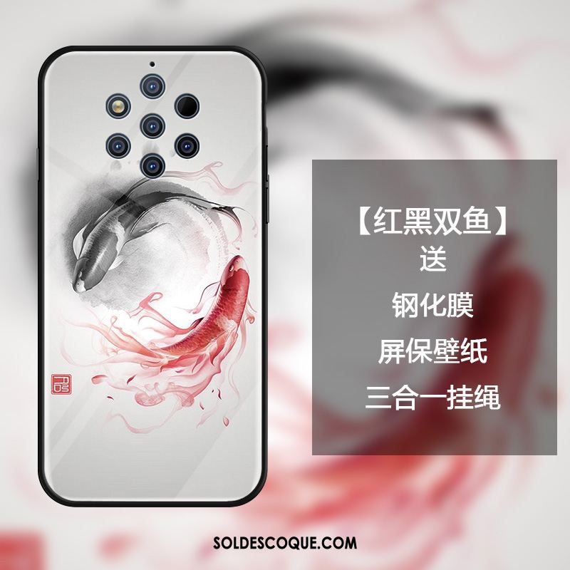 Coque Nokia 9 Pureview Téléphone Portable Blanc Style Chinois Étui Verre Pas Cher