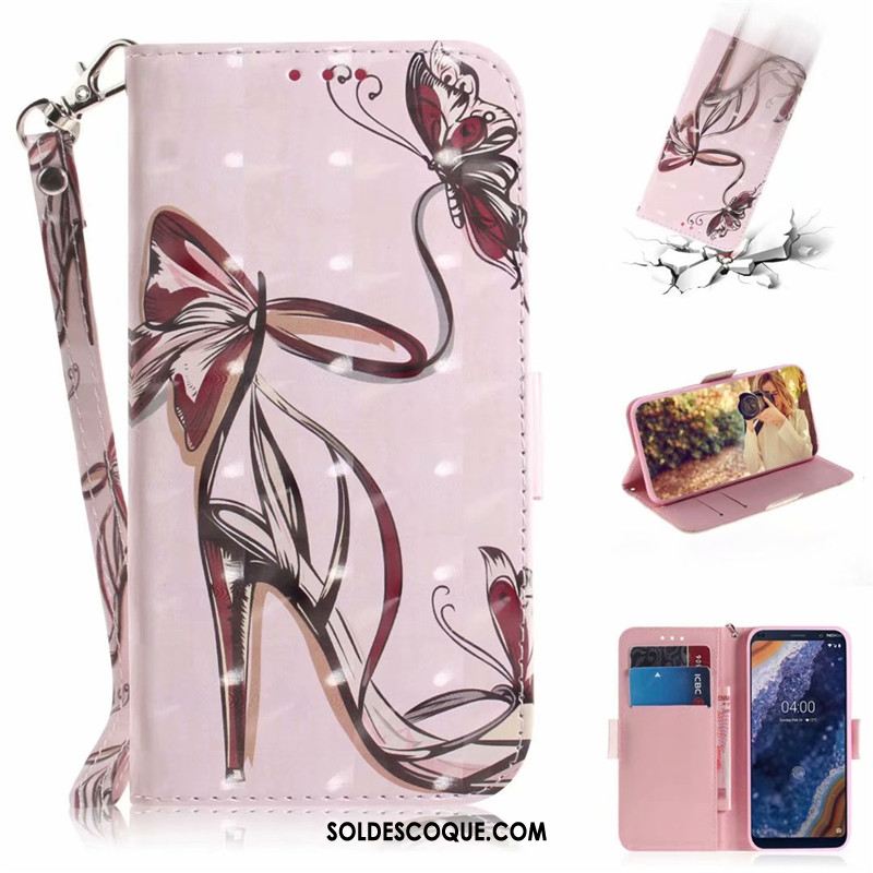 Coque Nokia 9 Pureview Étui Étui En Cuir Carte Rose Téléphone Portable France