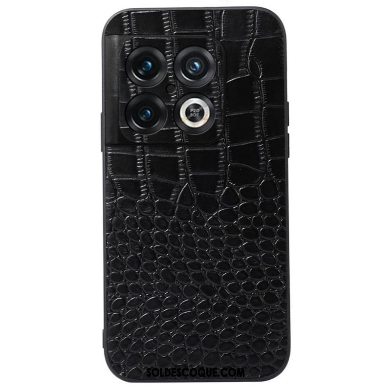 Coque OnePlus 10 Pro 5G Véritable Cuir Texture Crocodile