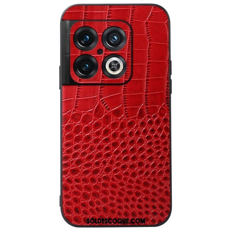 Coque OnePlus 10 Pro 5G Véritable Cuir Texture Crocodile