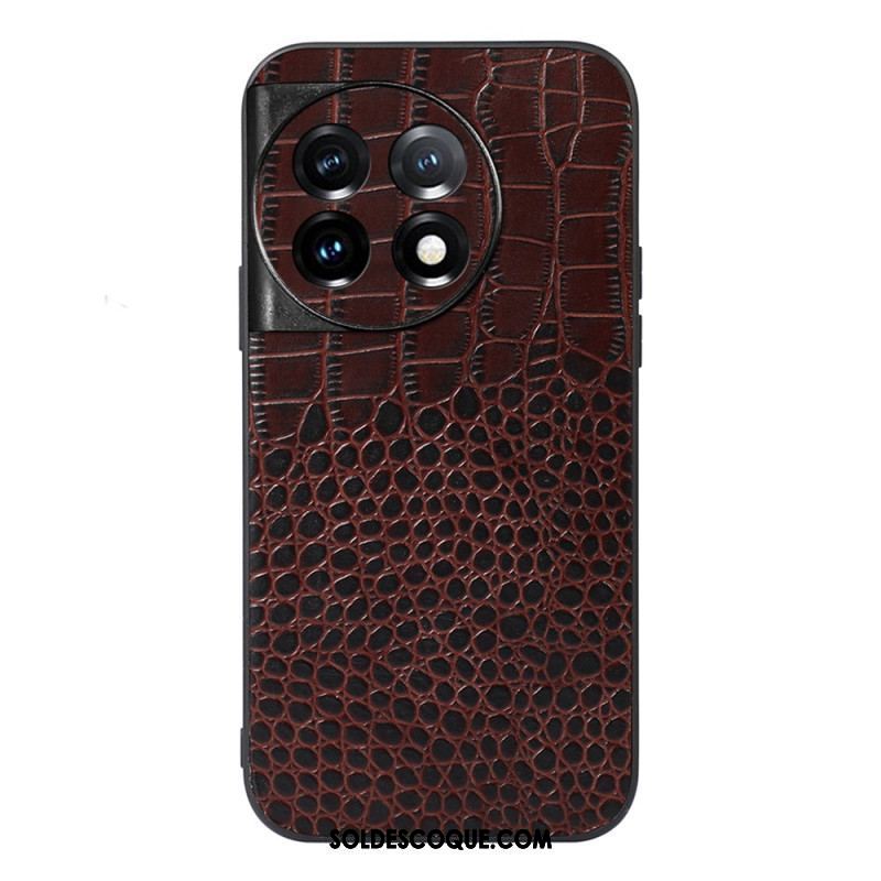 Coque OnePlus 11 5G Cuir Véritable Texture Crocodile