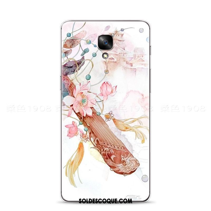 Coque Oneplus 3 Gaufrage Rose Vintage Téléphone Portable Fluide Doux Soldes