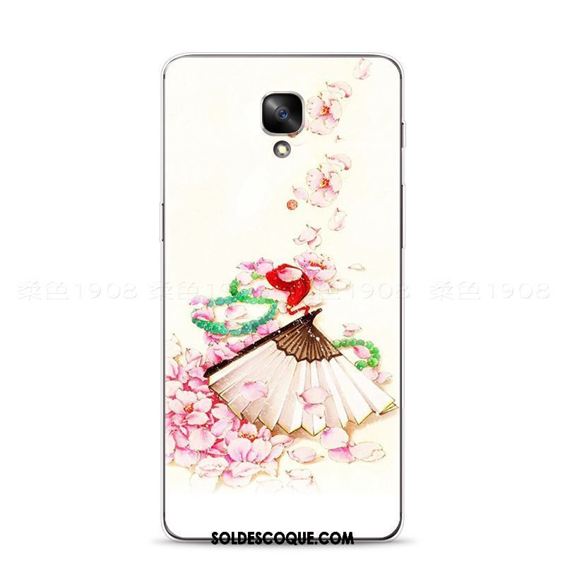 Coque Oneplus 3 Gaufrage Rose Vintage Téléphone Portable Fluide Doux Soldes