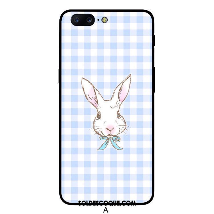 Coque Oneplus 5 Délavé En Daim Plaid Silicone Lapin Bleu Pas Cher