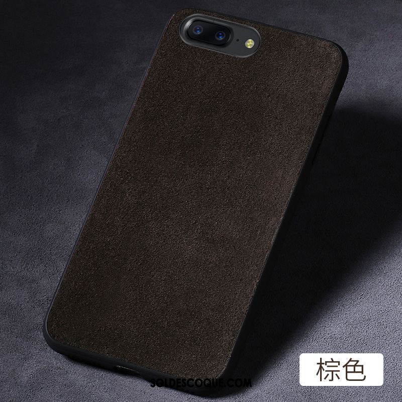 Coque Oneplus 5 Étui Créatif Téléphone Portable Noir Cuir Véritable En Vente