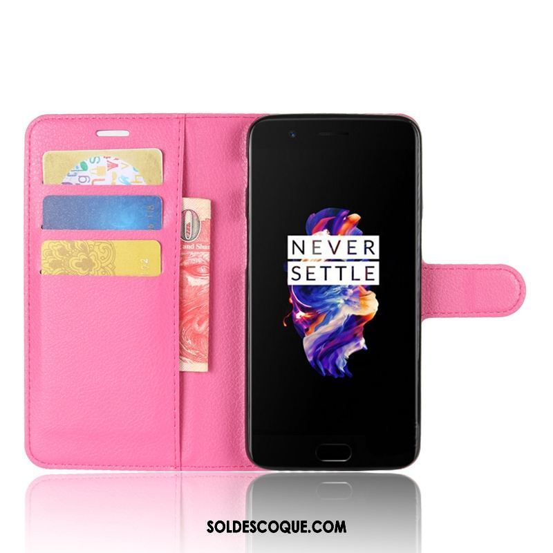 Coque Oneplus 5 Étui Étui En Cuir Téléphone Portable Protection Rouge Pas Cher