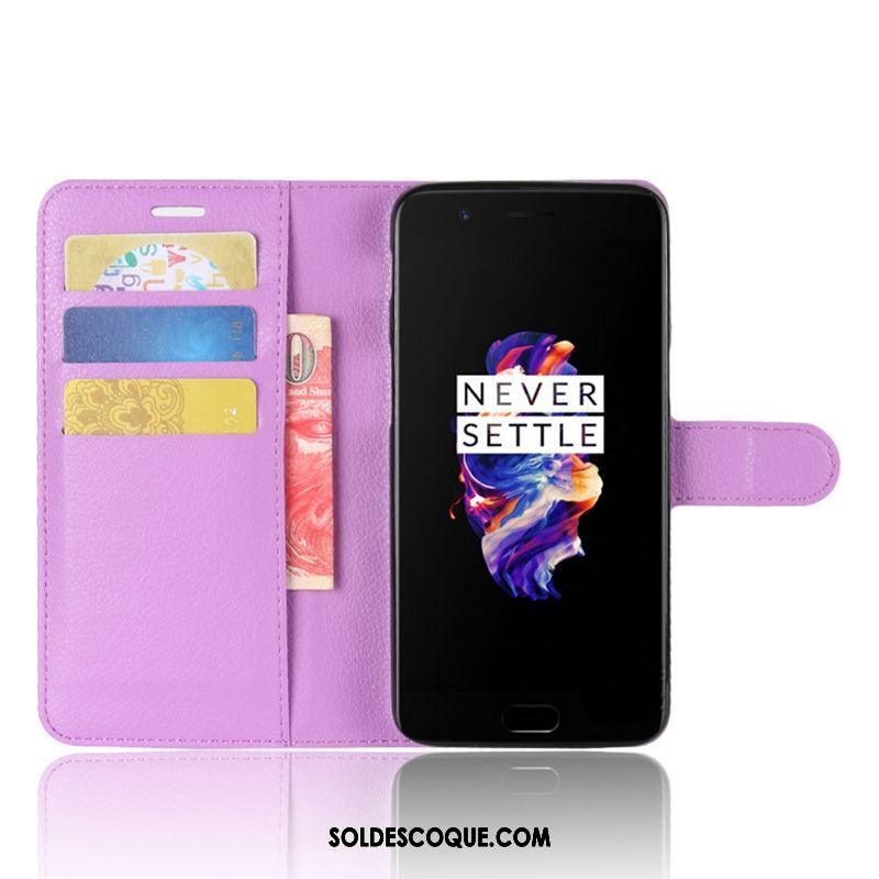 Coque Oneplus 5 Étui Étui En Cuir Téléphone Portable Protection Rouge Pas Cher