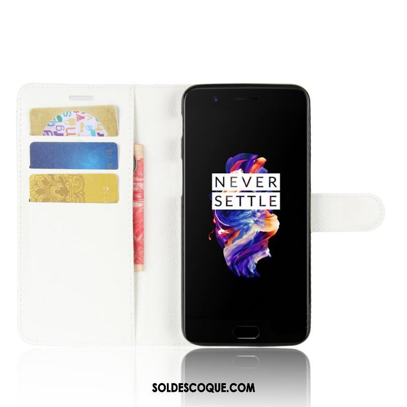 Coque Oneplus 5 Étui Étui En Cuir Téléphone Portable Protection Rouge Pas Cher