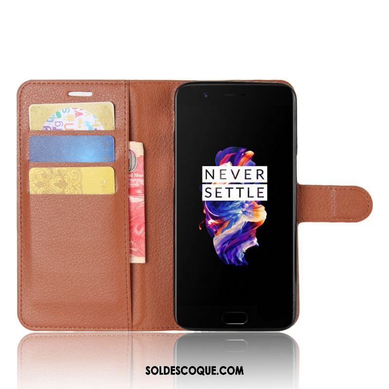 Coque Oneplus 5 Étui Étui En Cuir Téléphone Portable Protection Rouge Pas Cher