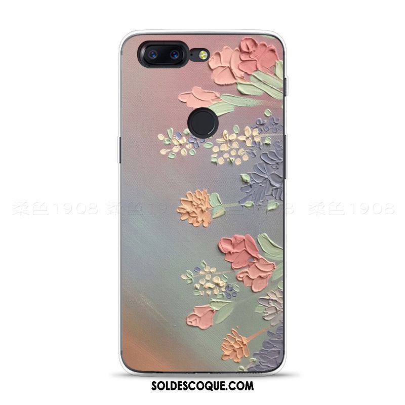 Coque Oneplus 5t Art Fluide Doux Gaufrage Peinture À L'huile Nouveau En Ligne