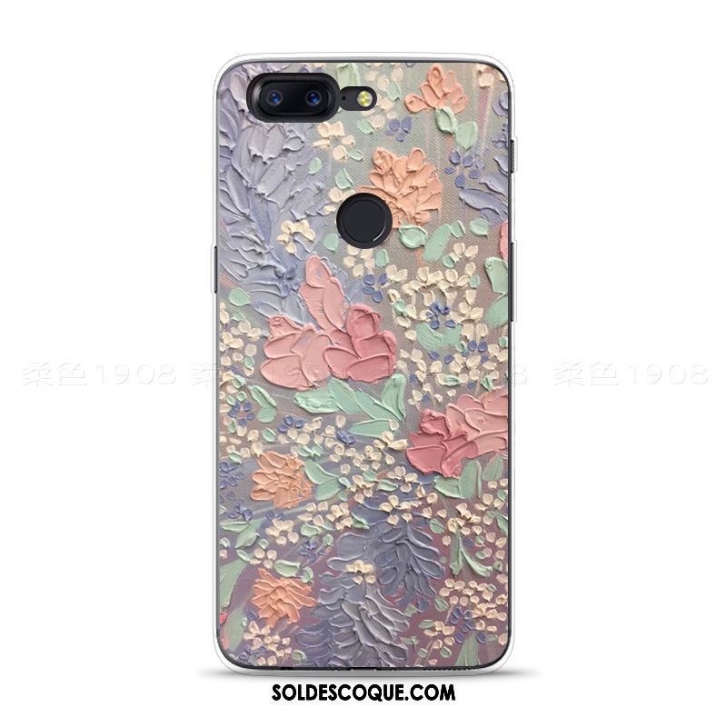 Coque Oneplus 5t Art Fluide Doux Gaufrage Peinture À L'huile Nouveau En Ligne