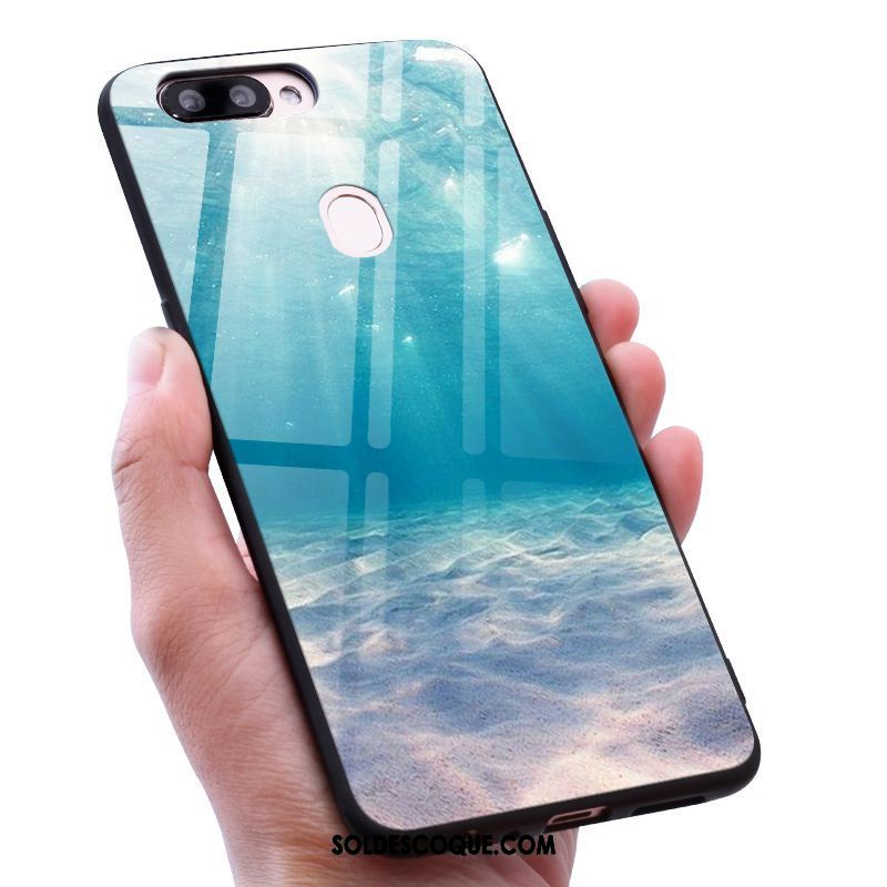 Coque Oneplus 5t Créatif Tendance Miroir Verre Trempé Bleu Housse Soldes