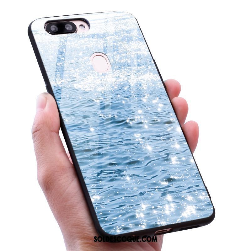 Coque Oneplus 5t Créatif Tendance Miroir Verre Trempé Bleu Housse Soldes