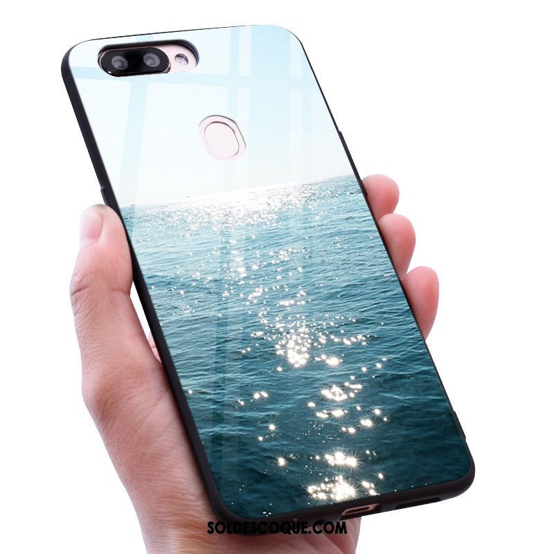 Coque Oneplus 5t Créatif Tendance Miroir Verre Trempé Bleu Housse Soldes