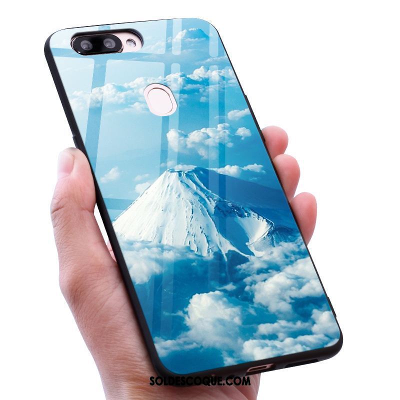 Coque Oneplus 5t Créatif Tendance Miroir Verre Trempé Bleu Housse Soldes