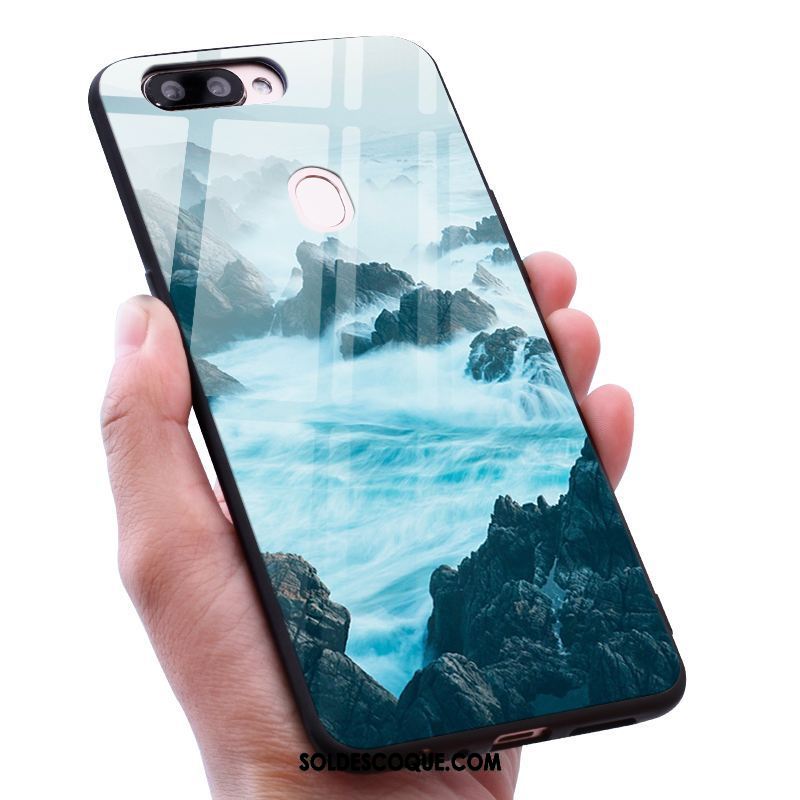 Coque Oneplus 5t Créatif Tendance Miroir Verre Trempé Bleu Housse Soldes