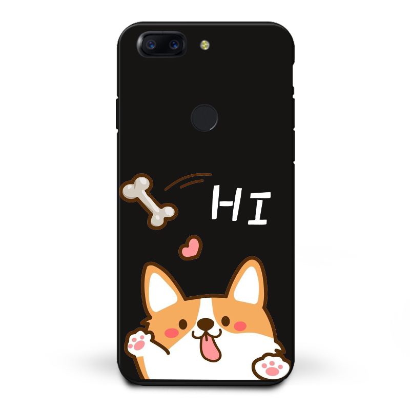 Coque Oneplus 5t Dessin Animé Créatif Téléphone Portable Chiens Noir Pas Cher