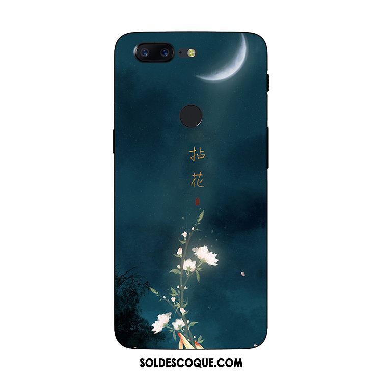 Coque Oneplus 5t Fleur Fluide Doux Délavé En Daim Noir Amoureux Housse Pas Cher