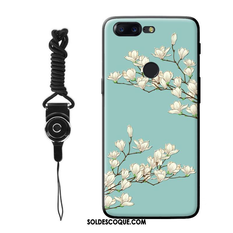 Coque Oneplus 5t Fleur Ornements Suspendus Gaufrage Vert Téléphone Portable En Vente