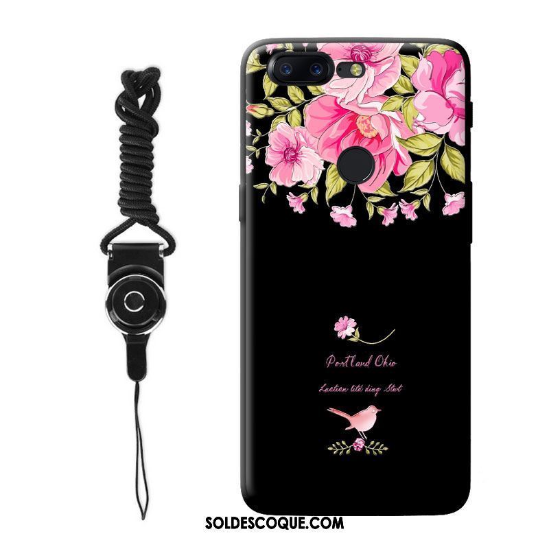 Coque Oneplus 5t Fleur Ornements Suspendus Gaufrage Vert Téléphone Portable En Vente