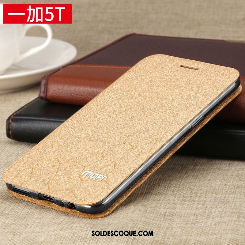 Coque Oneplus 5t Tout Compris Étui Étui En Cuir Or Téléphone Portable Housse Pas Cher