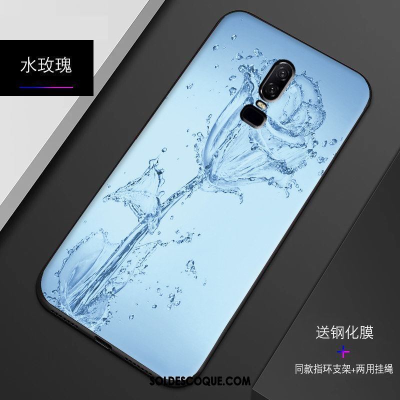 Coque Oneplus 6 Bleu Personnalité Incassable Fluide Doux Bordure Pas Cher