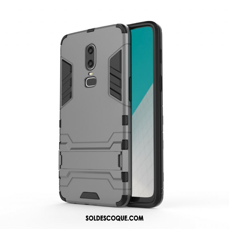 Coque Oneplus 6 Border Gris Étui Métal Incassable Soldes