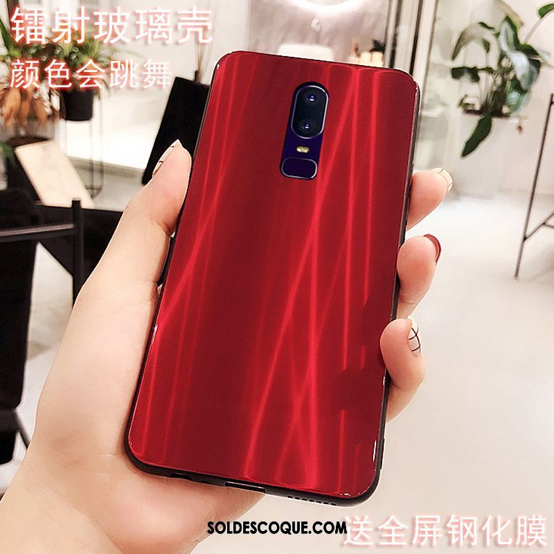 Coque Oneplus 6 Créatif Rouge Verre Étui Silicone En Ligne