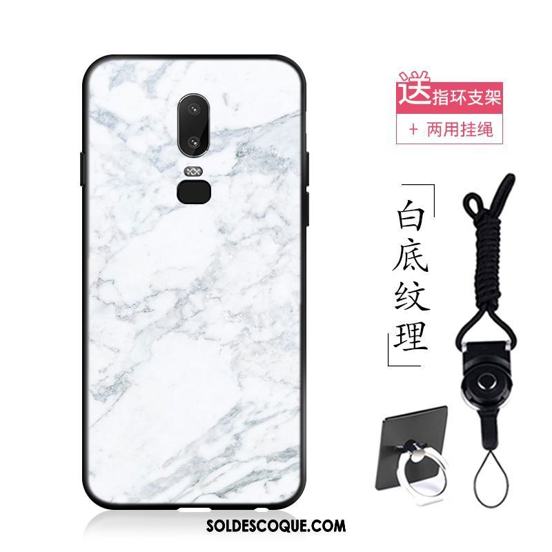 Coque Oneplus 6 Délavé En Daim Grand Noir Vintage Marque De Tendance Pas Cher