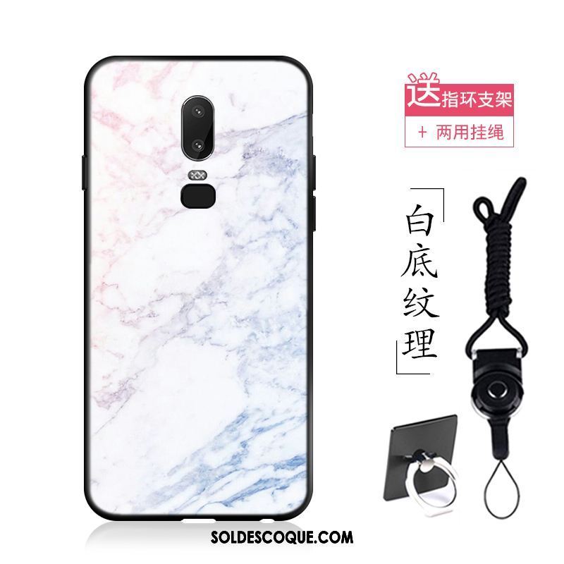 Coque Oneplus 6 Délavé En Daim Grand Noir Vintage Marque De Tendance Pas Cher